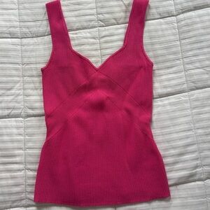 rag & bone Fitted Ribbed V-Neck Tank Top - Hot Pink ONLY WORN ONCE